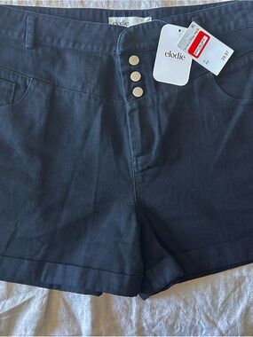 NWT - Elodie Black High-Waist Button Front Women's Shorts